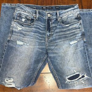 BKE Men's Relaxed Blue Distressed Jeans